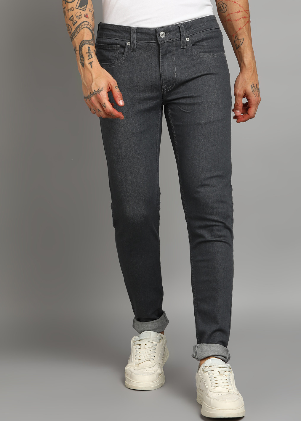 FLYING MACHINE Men Skinny Low Rise Grey Jeans