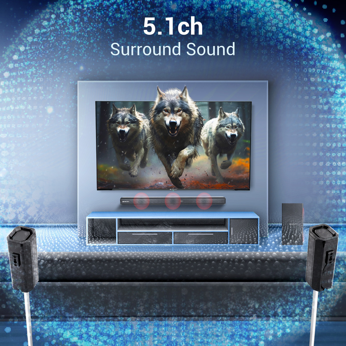 ZEBRONICS JUKE BAR 800 300 W Bluetooth Soundbar (Black, 5.1 Channel)
