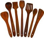 Woodykart Wood Cooking Spoon, Serving Spoon Set  (Pack of 6)