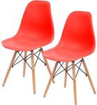 Finch Fox Eames Replica Dining Chair/Cafeteria Chair/Cafe Chair/Armless Side Chairs Molded ABS Plastic with Wood & Black Accents Iconic American Mid-Century Styling Plastic Dining Chair