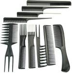 SHOPEE 10Pcs Pro Salon Hair Cut Styling Hairdressing Barbers Combs Brush Comb Set, Black (Set of 10)
