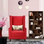 Flipkart Perfect Homes Amor Straight Red Wing Chair Solid Wood Living Room Chair