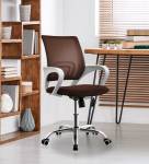 Finch Fox Low Back Royal Ergonomic Desk Mesh Chair in Brown Colour Fabric Office Executive Chair