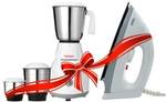 Fabiano 500W Mixer Grinder (White & Grey, 3 Jars) & 750W Dry Iron  (FAB-MG-03-EL03 | 3 Jars | White, Grey)