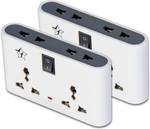 Flipkart SmartBuy Pack of 2 Three Pin 4 Socket Extension Boards  (White, Black, 0 m)