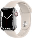 Apple WatchSeries7(GPS+Cellular, 41mm) SilverStainless Steel Case-Starlight Sport Band  (Silver Strap, Regular)