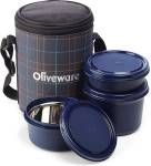 Oliveware New Mini Insulated Tiffin with 2 , Each, Orange 3 Containers Lunch Box  (1350 ml)