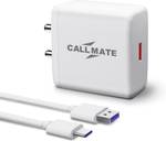 Callmate 65 W 6 A Wall Charger for Mobile with Detachable Cable (White, Cable Included)