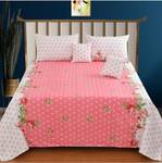 Apni Dukan 204 TC Cotton Queen Printed Flat Bedsheet  (Pack of 1, Pink (1 Bedsheet+2 Pillow cover+2 Cushion with filler))