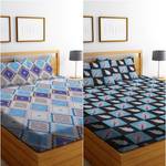 Flipkart SmartBuy 160 TC Microfiber Double Printed Flat Bedsheet  (Pack of 2, Multicolor)