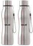 NIRLON Aqua Stainless Steel Fridge Water Bottle 1000 ml Bottle  (Pack of 2, Silver, Steel)