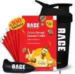 RAGE Extra Strong Premium Blend Coffee Pack of 100+Multipurpose Shaker 450 ml+Frother Instant Coffee  (100 x 1.5 g, Assorted Flavoured)