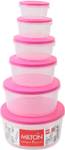 MILTON Plastic Utility Container – 200 ml, 400 ml, 600 ml, 1000 ml, 2000 ml, 3000 ml (Pack of 6, Pink)