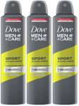 DOVE Men+Care Sport Active + Fresh Dry Spray Antiperspirant Deodorant (Pack of 3) Deodorant Spray – For Men  (750 ml, Pack of 3)