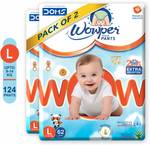 Wowper Fresh Baby Diapers Pants by Doms|Wetness Indicator| Upto 12Hrs Absorb | 9-14 Kg – L  (124 Pieces)