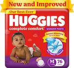 Huggies Complete Comfort Wonder Pants, India’s Fastest Absorbing Diaper | – M  (76 Pieces)