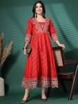 Sangria Women Ethnic Dress Red Midi/Calf Length Dress