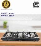 Sigri-wala Surya ISI Certified Toughened Glass Door Step Warranty Stainless Steel, Glass Manual Gas Stove  (3 Burners)