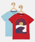 PROVOGUE Boys Printed Cotton Blend Regular T Shirt  (Multicolor, Pack of 2)