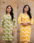 Subhan Textiles Pack of 2 Women Floral Print Cotton Blend A-line Kurta  (Multicolor)