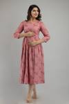 Kadri Women Floral Print Pure Cotton Anarkali Kurta  (Pink)