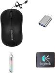 ZEBRONICS Comfort Mouse, C-OTG, MousePad, Cable Protector (Set of 4) Combo Set  (Multicolor)