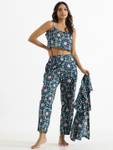 Sanskrutihomes Women Printed Black Night Suit Set