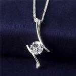 MYKI High Quality Solitaire Elegant CZ Pendant round necklace for women & Girls Gold-plated Swarovski Zirconia Sterling Silver Pendant