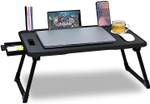 ThePlatinum Foldable multipurpose Table Wood Portable Laptop Table  (Finish Color – Black, Pre Assembled)