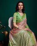 Tasrika Embellished, Printed, Woven Banarasi Tussar Silk Saree