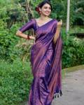 AVANTIKA FASHION Woven Kanjivaram Pure Silk, Art Silk Saree  (Purple)