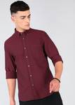 FLYING MACHINE Men Solid Casual Maroon Shirt