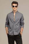 Snitch Men Solid Casual Grey Shirt