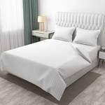 Dokarn 300 TC Cotton King Striped Flat Bedsheet  (Pack of 1, White)