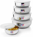 RK Stainless Steel, Plastic Utility Container – 200 ml, 350 ml, 600 ml, 850 ml, 1150 ml (Pack of 5, Silver)