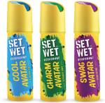 SET WET Cool, Charm and Swag Avatar Deodorant Spray – For Men  (450 ml, Pack of 3)