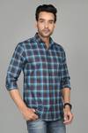 Tanip Men Checkered Casual Blue Shirt