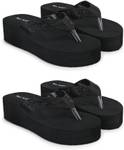 TWO SOFT Pack Of 2 Combo Stylish Extra Comfort Lightweight Dailywear Used Women Slippers  (Black , 4)