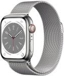 Apple Watch Series 8 GPS + Cellular with ECG app, Temperature sensor, Crash Detection  (Silver Milanese Strap, Regular)