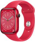 Apple Watch Series 8, 45mm GPS ECG app, Temperature sensor, IPX6, Fall/Crash Detection  (Red Strap, Regular)