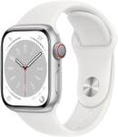 Apple Watch Series 8 GPS + Cellular with ECG app, Temperature sensor, Crash Detection  (White Strap, Regular)