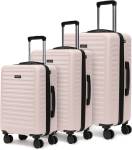 Assembly Hard Body Set of 3 Luggage 4 Wheels – Polycarbonate Cabin Trolley (55 cm), Checkin Suitcase (65,75 cm)- Desert Ivory – White