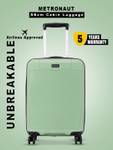 METRONAUT Small Cabin Suitcase (56 cm) 4 Wheels – Hero 20 Inch Pista Green Premium PP Hard-Sided Luggage Trolley with Number Lock – Green