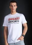 DUCATI Men Printed Round Neck Pure Cotton White T-Shirt