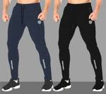 FLYZEN Pack of 2 Men Self Design Black, Grey Track Pants