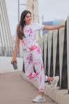 SAKARMAA Women Top & Pyjama Set White, Pink Ombre/Dyed