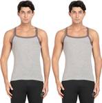 Pepe Jeans Pack of 2 Regular Fit Grey Solid Cotton Rich Racer Back Vest