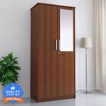 Flipkart Perfect Homes Julian Engineered Wood 2 Door Wardrobe  (Finish Color – Melamine Walnut, Mirror Included, Knock Down)