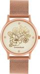 Teal By Chumbak abStrapct Peacock White Dial Rose Gold Metal Mesh Strap Analog Watch – For Women 8907605117343