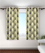 Cortina 150 cm (5 ft) Window Polyester Room Darkening Curtain (Pack Of 2) (Green, Floral)